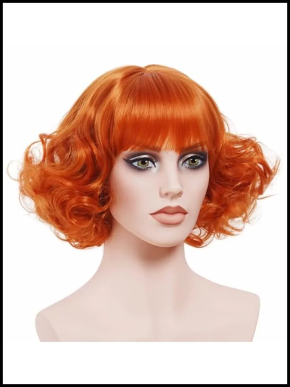 Short Curly Wavy Synthetic Wig with Bangs for Women Cosplay Party